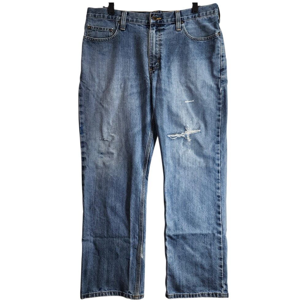 CARHARTT Jeans Mens 36X30 Blue Relaxed Workwear Distressed Hiking Outdoor